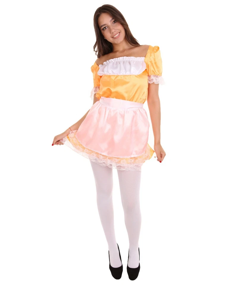 Disfraz de criada tradicional para mujer | Disfraces de uniforme naranja HC-1363 Foto 2 de 4
