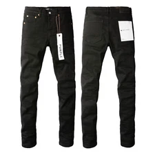 New Purple Brand men's fashion splash-ink Slim fit jeans Black
