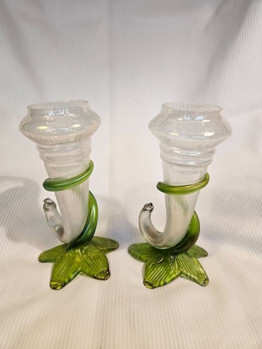 Bohemian Art Nouveau Cornucopia glass vase ca. 1900, excellent condition - Picture 2 of 3