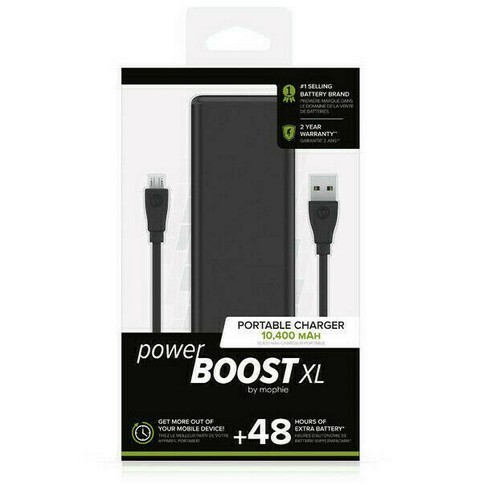 Mophie Power Boost XL 10400 mAh Power Bank - Black - Afbeelding 1 van 7