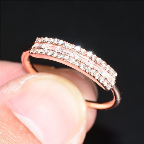 Elegant Rose Gold Filled Ring Women Jewelry Cubic Zircon Ring Sz 6-10 - Picture 5 of 6
