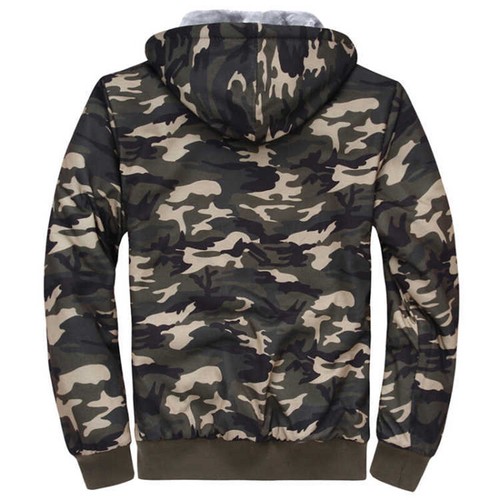 Mens Camo Padded Warm Sherpa Fleece Fur Lined Hoodie Zip Up Winter Coat Jacket Ḛ - Picture 5 of 10