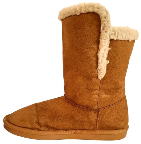 Justice Girls SZ 5 Winter Boots Faux Suede Fur Beige Brown Style #120409 - Picture 1 of 23