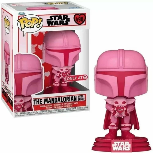Funko Pop! Star Wars Valentines The Mandalorian with Grogu # 498 Exclusive NEW