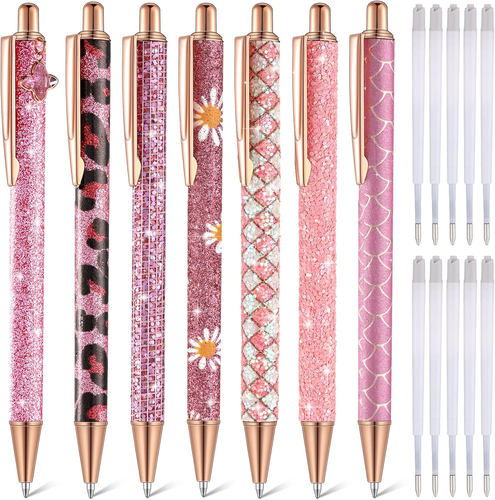 Sherr 7 Pcs Fancy Pens for Women Cute Sparkly Glitter Pens with 10 Pcs Black Ink - Picture 7 of 12