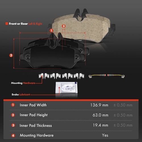 8x Front & Rear Ceramic Brake Pad for Dodge Sprinter 2500 2007-2009 Freightliner - Picture 6 of 8