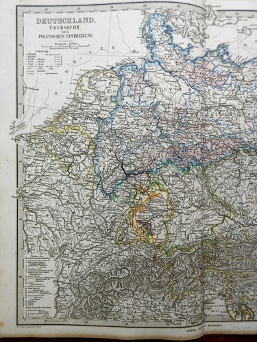 German Confederation Prussia Hanover Bavaria 1867 Berghaus & Hirth detailed map - Picture 2 of 3