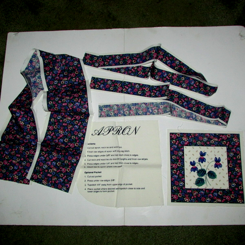 APRON adult ready-to-sew drk blue-purple burgundy 'jelly flour bowl'(applique bx - Picture 3 of 3