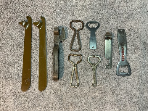 (9) Vtg CAN BOTTLE OPENER Lot WWII US Army Coca Cola Apollinaris Coors 1940s-50s - Picture 2 of 9