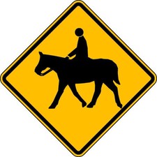 LYLE W11-7-24HA Horse Crossing Pictogram Traffic Sign, 24 in Height, 24 in