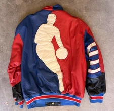 Vintage Jeff Hamilton Jacket Size XL Leather RARE Big NBA Jerry West Logo 90s