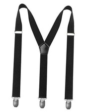 Mens Solid Color Suspender with 3 Cilps Adjustable Braces Black
