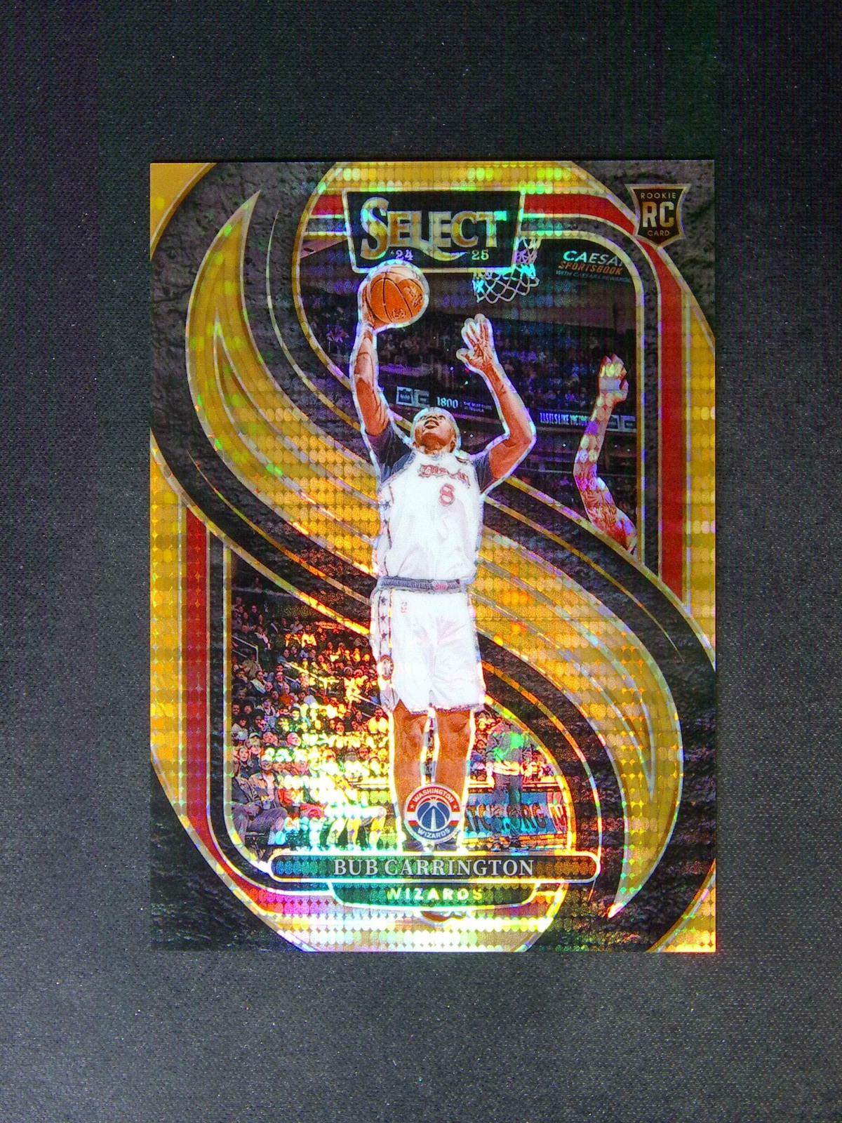 2024-25 Panini Select Bub Carrington #197 RC Rookie Premier Orange Pulsar /18