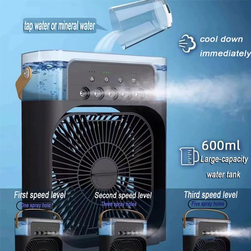 3 in 1 Fan Air Conditioner Small Water Air Cooler LED Lights Air Cooling Fan - Picture 4 of 9