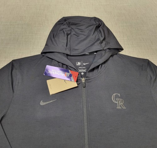 NIKE Hoodie Large Mens Black Colorado Rockies Full Zip Lightweight Jacket MLB - Picture 3 of 14