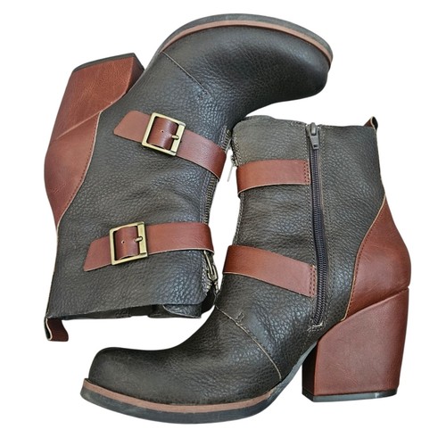 Korks by Kork-Ease Richards Two-Tone Pebbled Leather Brown Ankle Boots 9.5 M - Picture 4 of 12