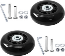 Luggage Wheels Replacement, 68 X 24Mm, Black Rubber, 2Pcs Smooth Rolling Repai