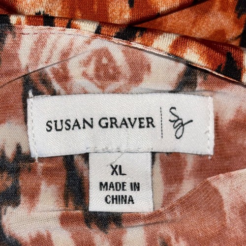 Camiseta Susan Graver Liquid Knit oxidada y negra con capas elástica manga 3/4 talla XL - Imagen 6 de 7