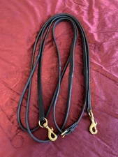 Nun Finner Leather / Rubber Grip Draw Reins Black Full Size New / Unused