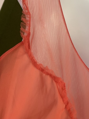 Vintage 50er 60er Vanity Fair Rose Koralle Nylon langes Nachthemd Rüschen Chiffon Gr. 36 - Bild 9 von 19