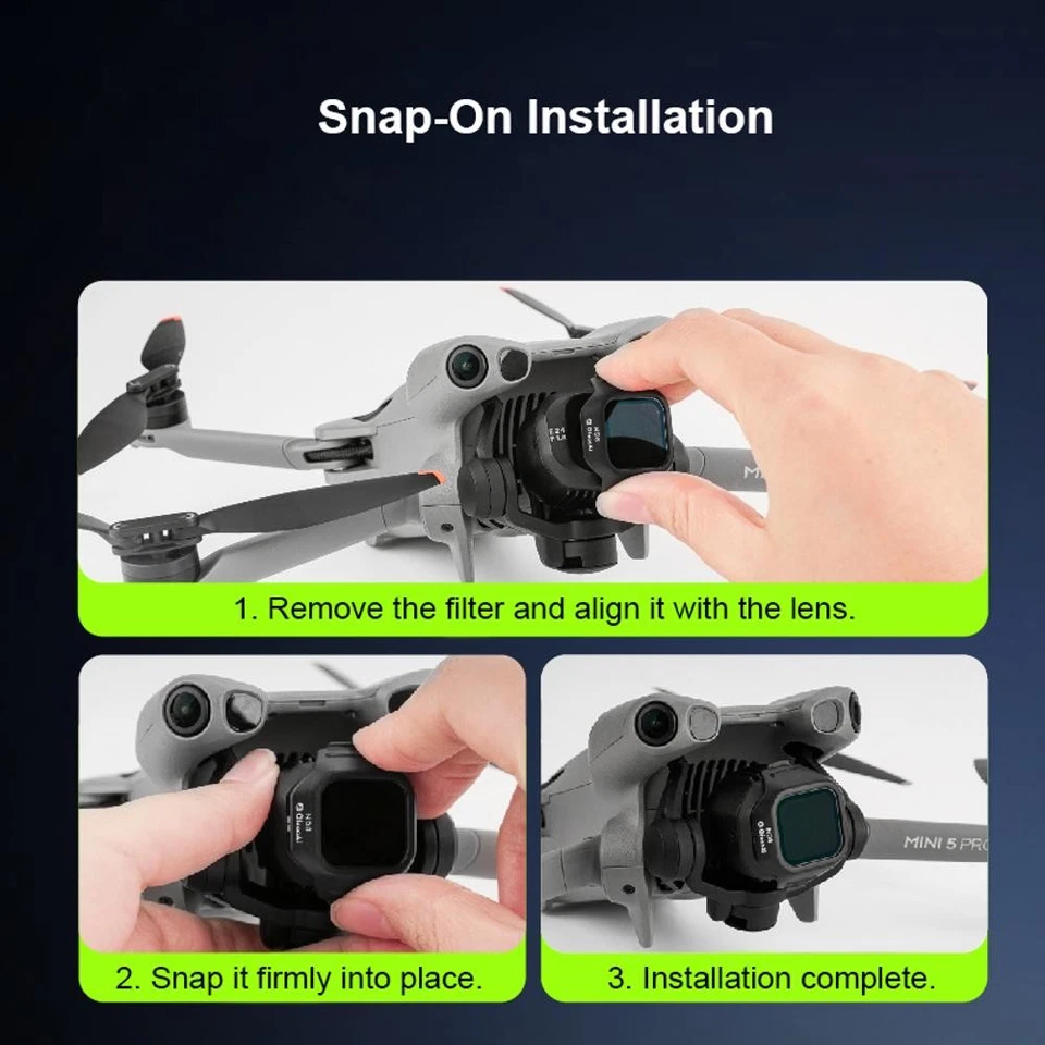 ND & CPL Filters Set for DJI mini5 Pro, UV ND8 ND16 ND32 ND64 ND1000 CPL Filters - Image 4 of 4