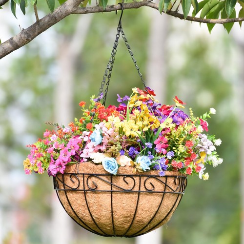 4 Pack 12 Inch Hanging Baskets for Plants Outdoor Metal Hanging Planter Baske... - Picture 3 of 7