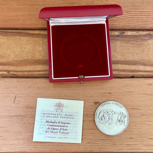 1993 Vatican Museums Commemorative Sterling .925 Michelangelo Art Medal .85 oz - Foto 6 di 10
