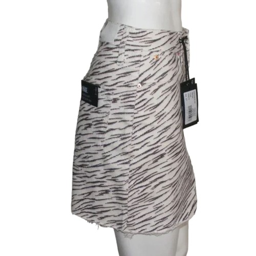 new PAIGE Denim Skirt, 27, Aideen, Gardenia/Rose, Zebra print, Raw/fringe hem - Picture 7 of 16