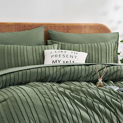 Queen Comforter Set,7 Pieces Bed in a Bag Tufted Queen(7-Pieces) Green - Picture 7 of 8