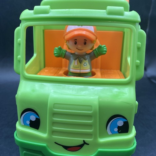 Fisher Price Little People Green Recycling Garbage Truck W/ Figure Sound Works - Picture 14 of 22
