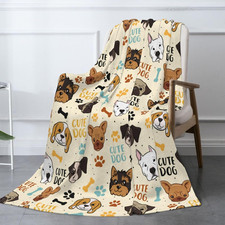 Cute Dogs Fleece Blanket - Soft Cozy Plush Throw Blanket for Adults Kids Pet, Li