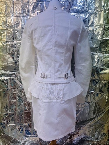 Christian Dior Boutique White Denim Suit Jacket & Skirt Galliano Era From Japan - Picture 17 of 24