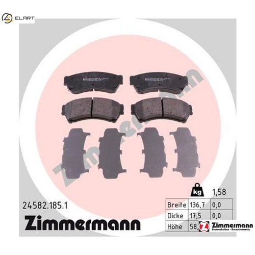 BRAKE PAD SET DISC BRAKE 24582.185.1 FOR MAZDA 6/combi-coupe/Sport/Kombi 1.8L 6 - Picture 1 of 9