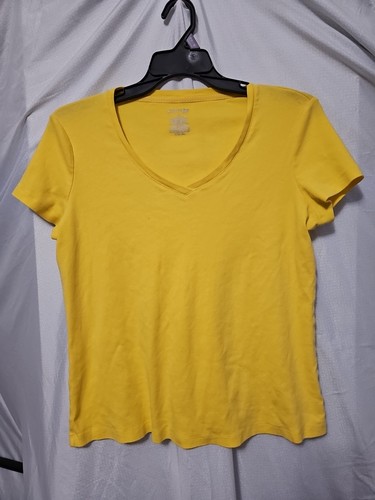 Womens St Johns Bay Yellow Short Sleeve Tshirt Size Xl - Picture 1 of 4