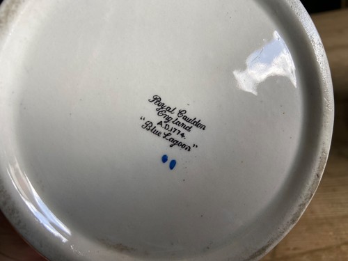 Royal Cauldon England Art Deco “Blue Lagoon” Bowl & Vase With Lid A.D.1774 - Picture 15 of 24