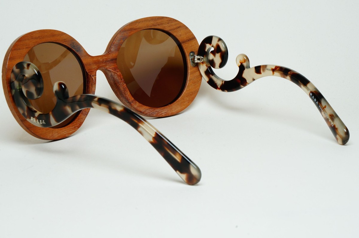 Prada Sunglasses Baroque Wood Rare Round Brown PR27RS SPR 27R IAM