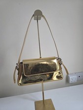 Metallic Gold Y2K Hobo Shoulder Bag, Shinny Mini Evening Bag