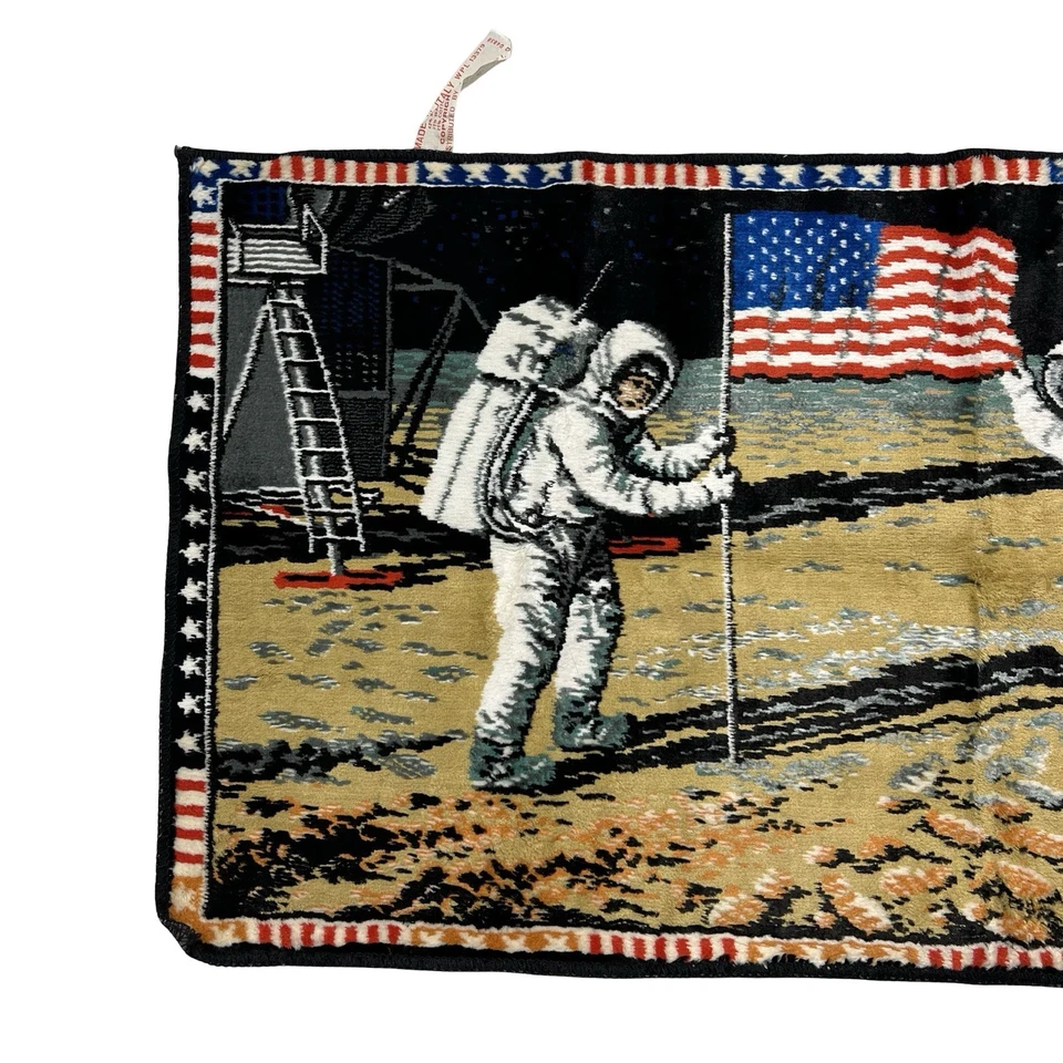 Tapiz tejido Randi Apollo aterrizaje lunar colgante de pared hecho en Italia astronauta Foto 2 de 4