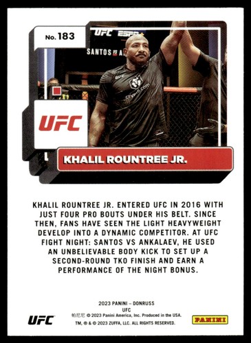 2023 Donruss UFC Khalil Rountree Jr. #183 14587 - Picture 2 of 2