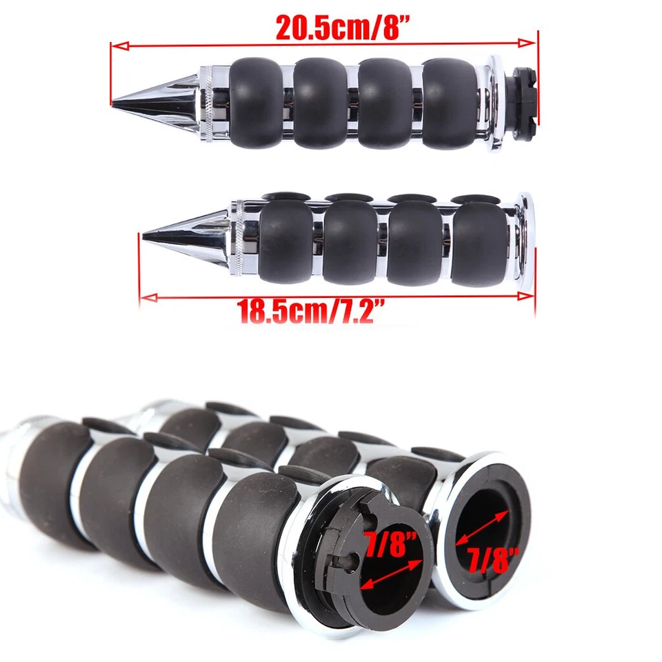 Motorcycle 7/8" 22mm Handle Bar Grips Chrome For Honda Suzuki Yamaha Kawasaki US - Image 4 of 4