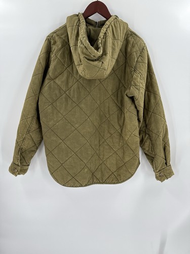 Anthropologie And The Why Green Quilted Hoodie Jacket SMALL Oversized Pockets - Picture 2 of 11