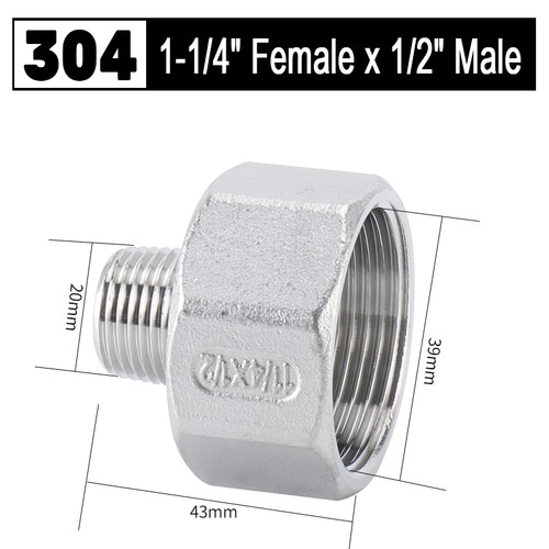 Stainless Steel Pipe Fitting Female to Male Thread Reducer Adapter Connector - Picture 20 of 31