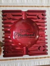 Cao Flathead Metal Cigar Ashtray Cherry Red, 8 Square, Heavy Duty, Made in USA