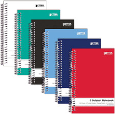 Better Office Products 3 Subject Spiral Notebooks, 9.5 X 5.5 Inch, 6 Pack, 150 S