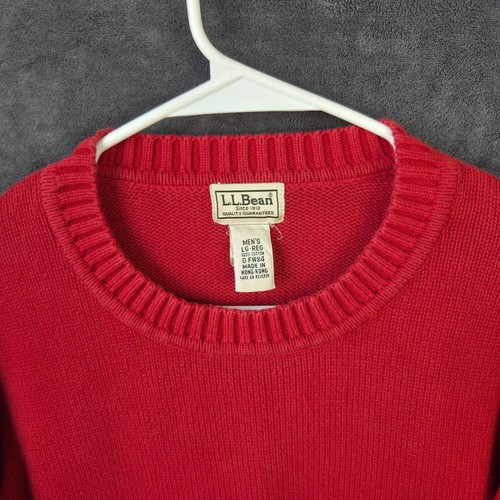 L.L. Bean Sweater Men L Red Knit Crew Neck Pullover Vintage 0 FW84 Classic - Picture 5 of 9
