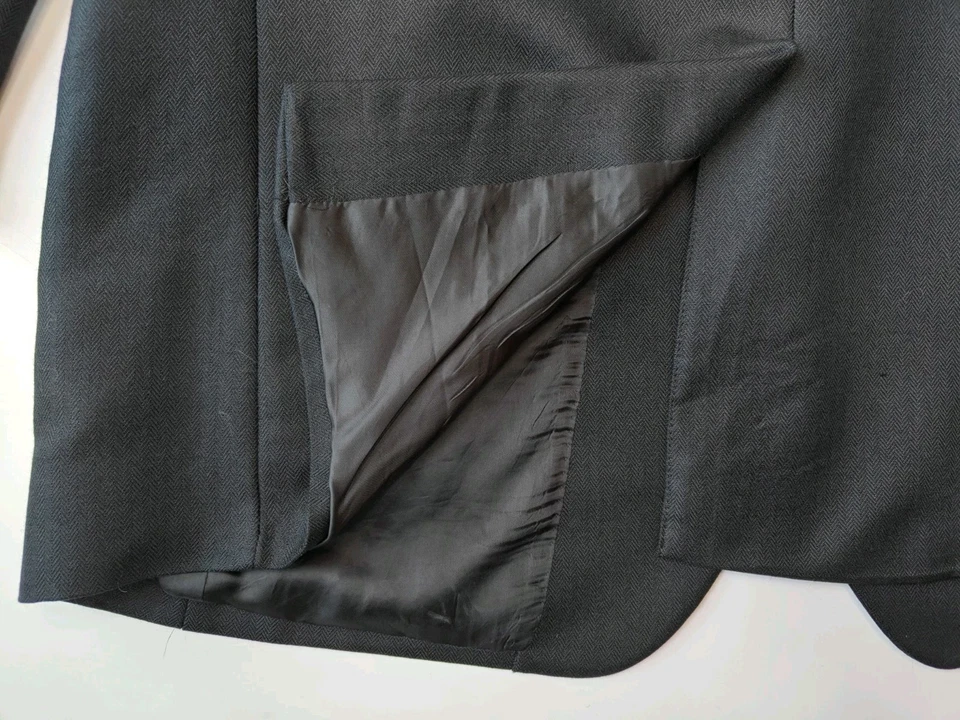 🇺🇲 Abrigo deportivo Jos A Bank para hombre 46R negro espiga 2 botones seda camello pelo Foto 4 de 4