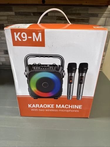 Karaoke Machine Two Wireless Microphones LED Lights K9-M - Black