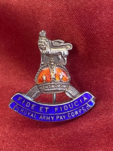 WW2 Royal Army Pay Corps Sterling silver Enamel Sweetheart Brooch with fixing