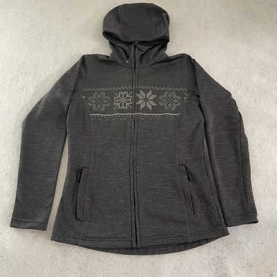 Helly Hanson Hoodie Womens S Gray Geometric Full Zip Long Sleeve Outdoor
