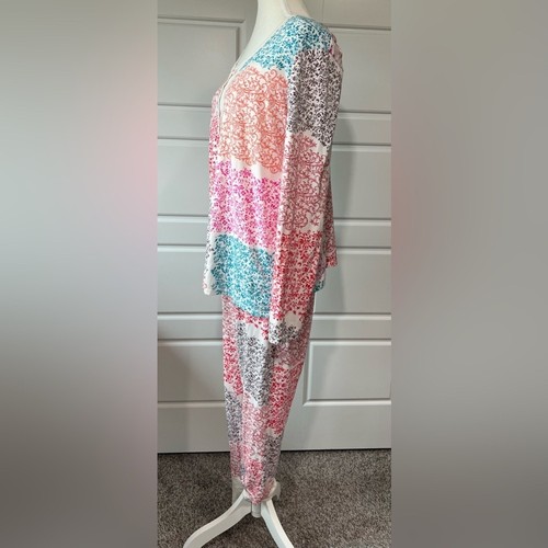 Conjunto de pijama manga larga top y pantalones estampado colorido ropa de salón ropa de dormir talla XL - Imagen 4 de 12